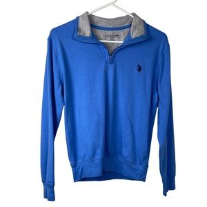 U.S. Polo Light Blue Quarter Zip Sweater Size XS Cotton Blend